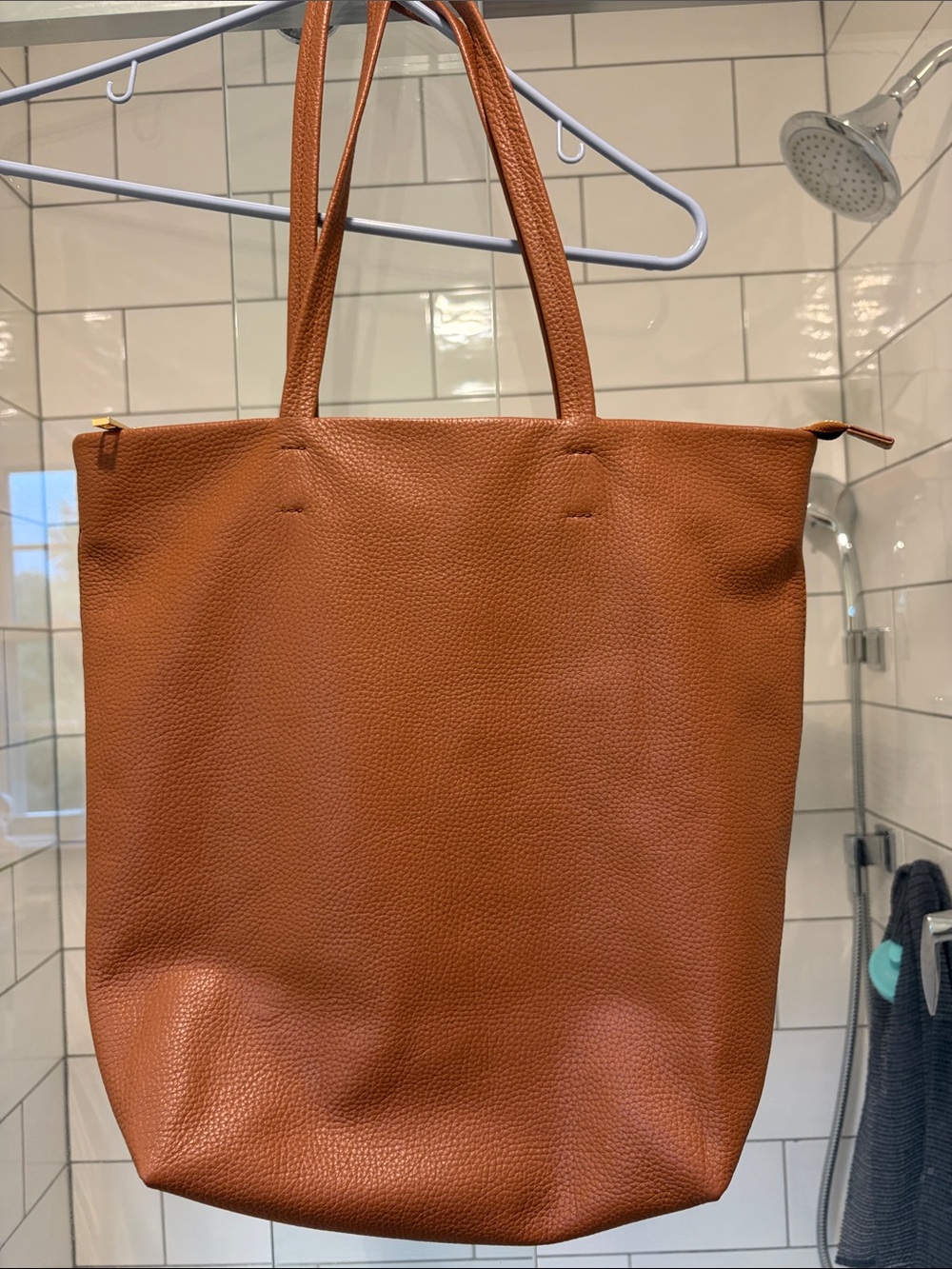 Quince Cognac Pebbled Leather Tote